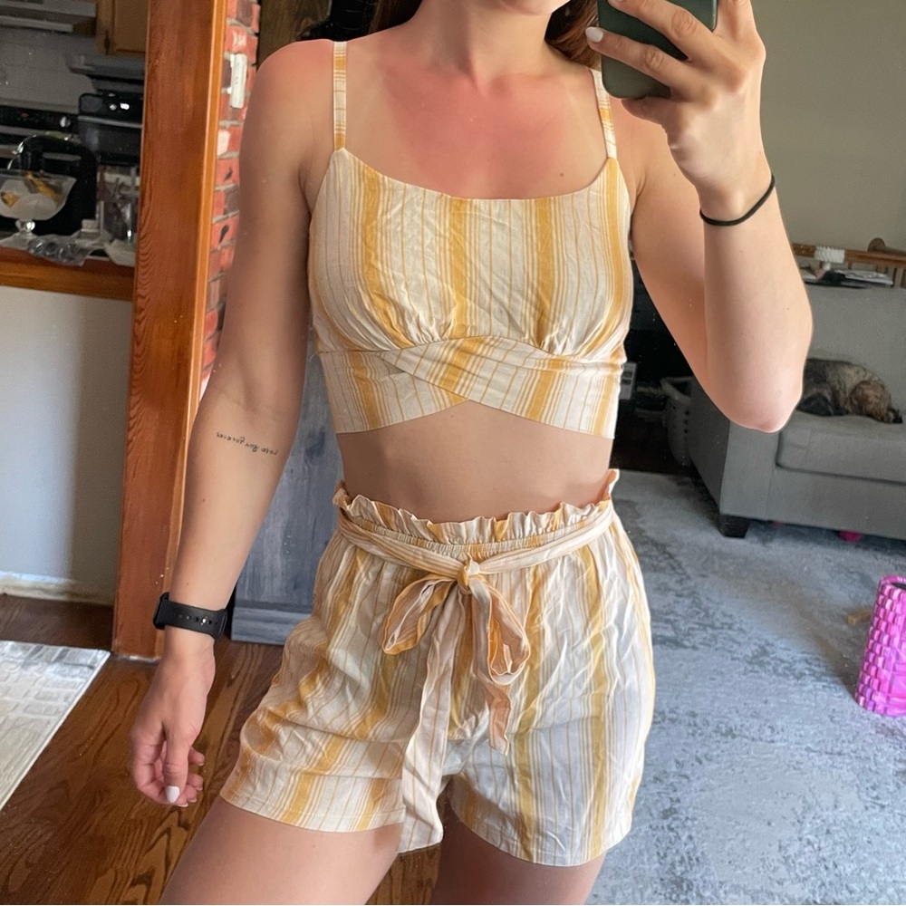 Lily Rose Yellow and White Two-Piece Set